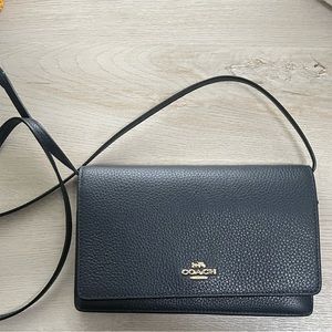 Coach Navy Foldover Clutch Crossbody